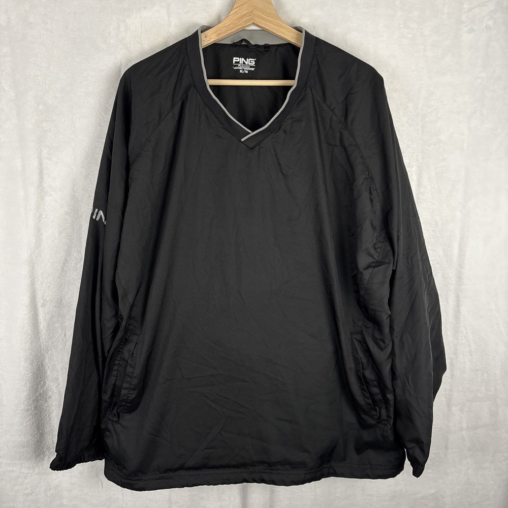 Ping Golf Windbreaker Jacket V-neck Pullover Mens Size XL Black
